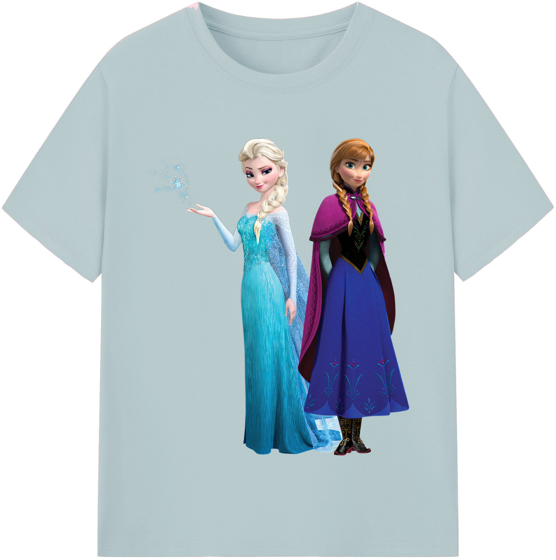 （画像用） アナと雪の女王 アンナ エルサ Frozen Anna Elsa 綿100％半袖Tシャツ（フロントプリント）